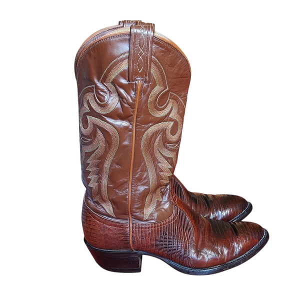 Tony Lama Vintage Black Label 8540 Brown Leather Exotic Teju Lizard Western - Picture 16 of 16